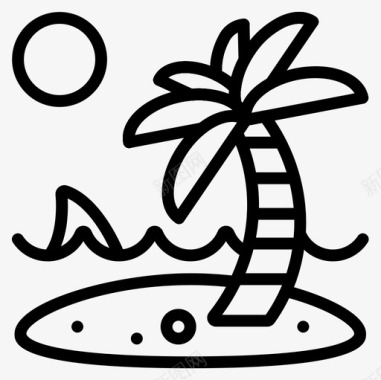 棕榈树海盗生活直系图标图标