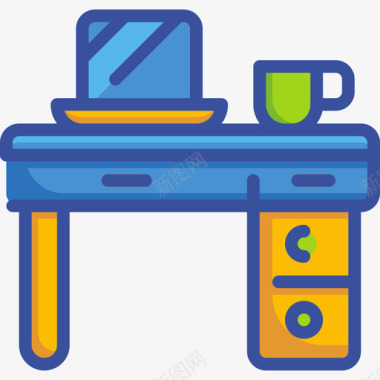 桌面文具和办公室11线性颜色图标图标
