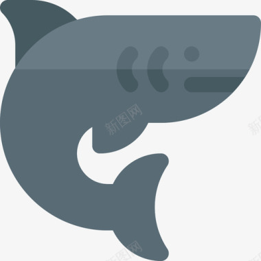 鲨鱼海洋生物38扁平图标图标