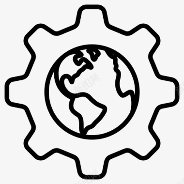 网页开发齿轮地球图标图标