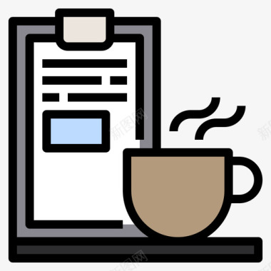 咖啡菜单咖啡店109线性颜色图标图标