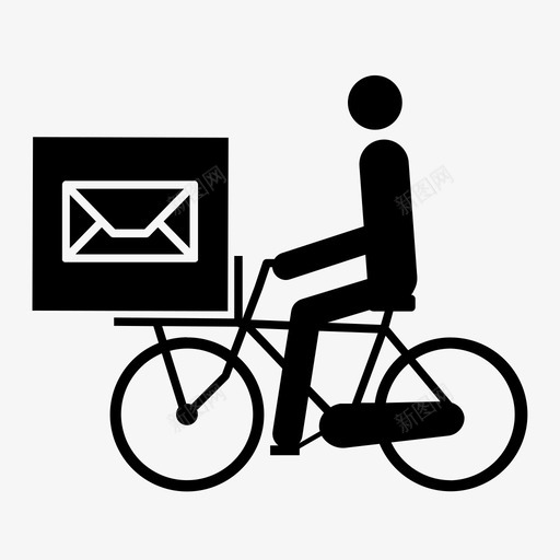 自行车送货黑色套餐图标svg_新图网 https://ixintu.com 自行车送货黑色套餐
