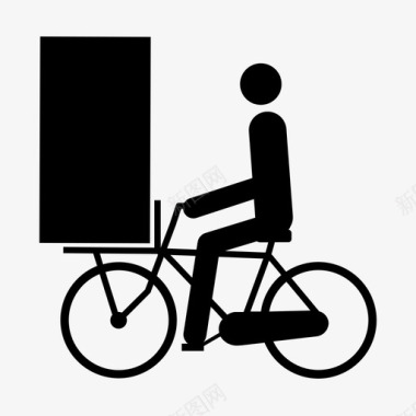 自行车送货黑色高盒看不见长盒子图标图标