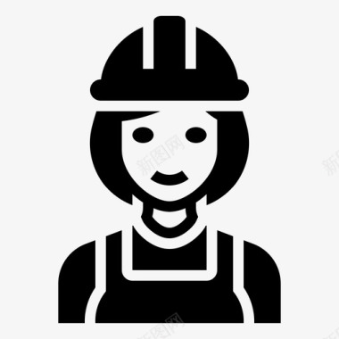 建筑工人职业妇女填充物图标图标