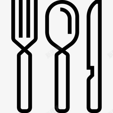 餐具厨房和炊具轮廓图标图标