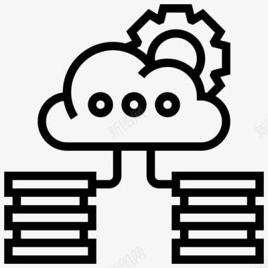 云存储数据库管理线性图标图标