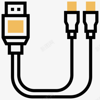 电缆连接器类型5黄色阴影图标图标