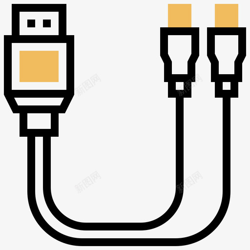 电缆连接器类型5黄色阴影图标svg_新图网 https://ixintu.com 电缆 类型 连接器 阴影 黄色