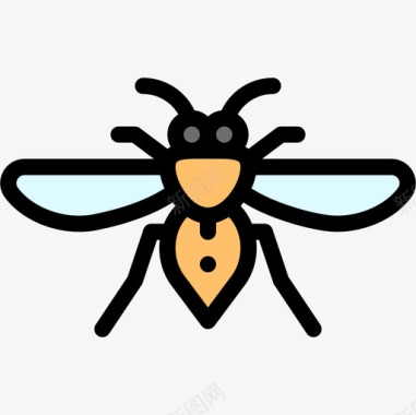 蜜蜂昆虫12线状颜色图标图标