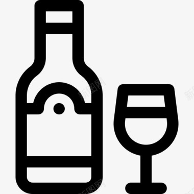 葡萄酒夏季食品和饮料4线性图标图标