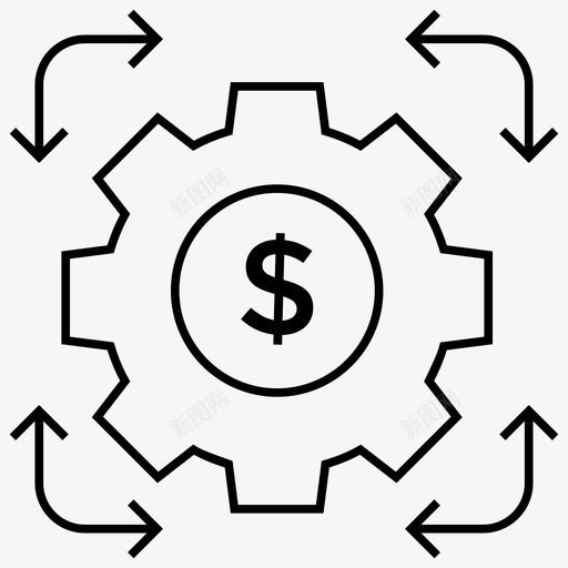 财务管理企业管理现金流设置图标svg_新图网 https://ixintu.com 企业管理 现金流设置 财务管理 资金流管理 项目管理和团队合作线向量图标集 齿轮与美元