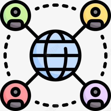 社交网络互联网技术18线性色彩图标图标