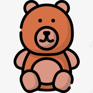 泰迪熊婴儿玩具4线性颜色图标图标