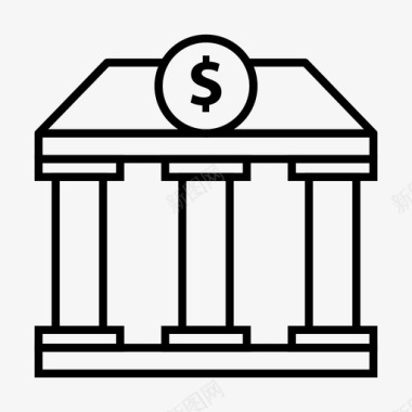 银行大楼美元图标图标