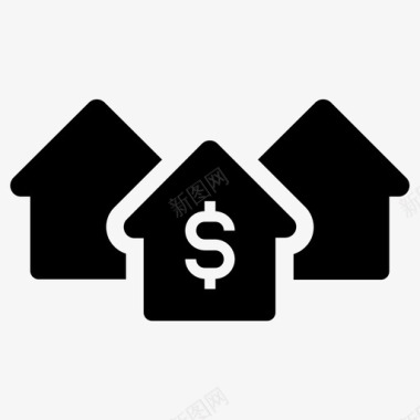 资产美元房子图标图标