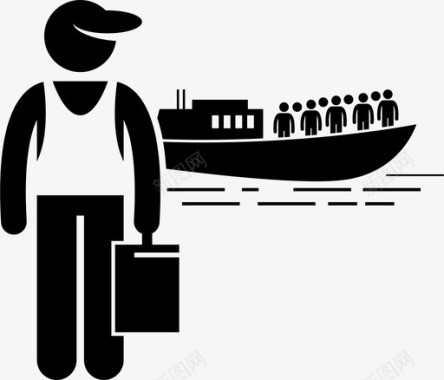 非法移民船只移民图标图标