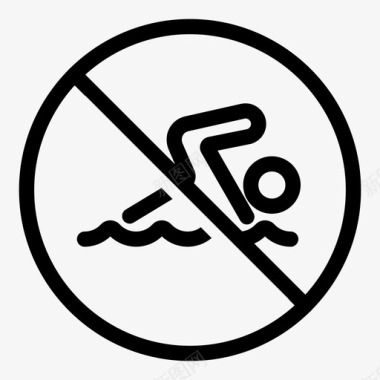 禁止游泳危险夏季图标图标