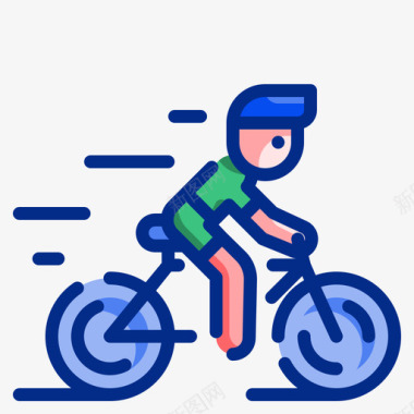 自行车健康17线性颜色图标图标