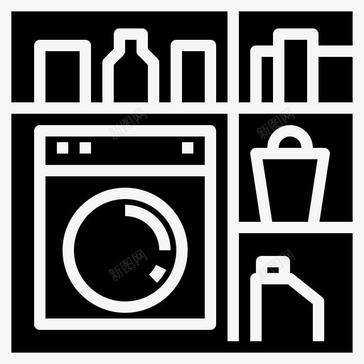洗衣房清洁家居装饰图标svg_新图网 https://ixintu.com 区域 家居装饰 洗衣房 清洁