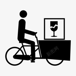 送货自行车货运自行车易碎货物白色破碎玻璃图标高清图片