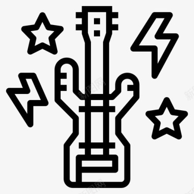 低音吉他朋克摇滚线性图标图标