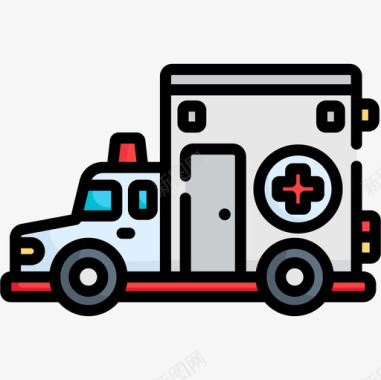 救护车城市52线性颜色图标图标