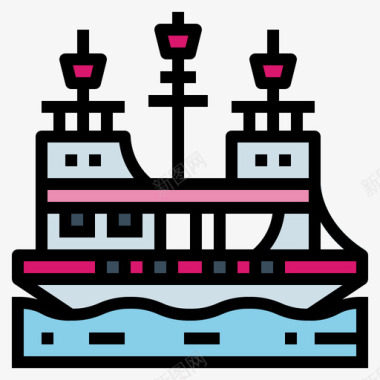 海盗船芭堤雅3线性颜色图标图标