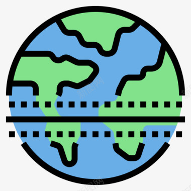 赤道全球变暖11线性颜色图标图标