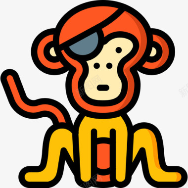 猴子海盗生活5线性颜色图标图标