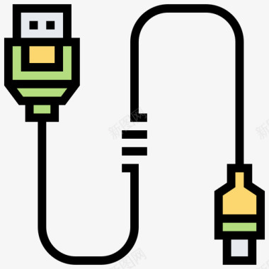 Usb连接器类型线颜色图标图标