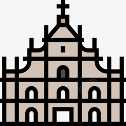 圣保罗教堂澳门圣保罗大教堂亚洲地标性建筑4座线条色彩图标高清图片