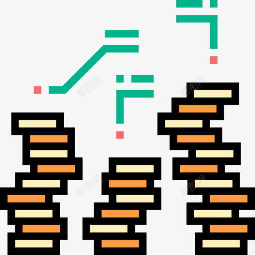 硬币银行55线颜色图标svg_新图网 https://ixintu.com 硬币 银行 颜色