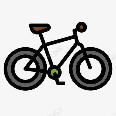 混合动力28号自行车线性颜色图标图标