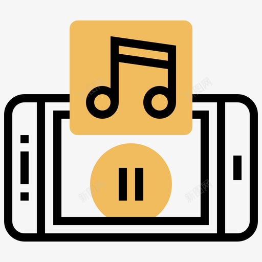 音乐智能手机应用程序5黄色阴影图标svg_新图网 https://ixintu.com 应用程序 手机 智能 阴影 音乐 黄色