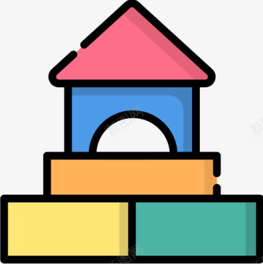 建筑婴儿玩具4线性颜色图标图标