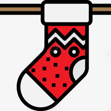 圣诞袜冬季59线性颜色图标图标