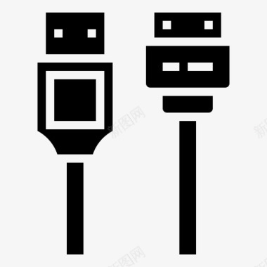 Usb插头连接器类型4字形图标图标