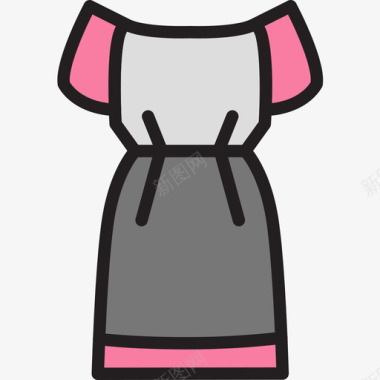 连衣裙时尚4线性颜色图标图标