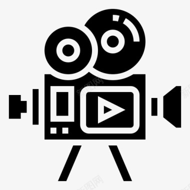电影摄影机音乐和多媒体7字形图标图标