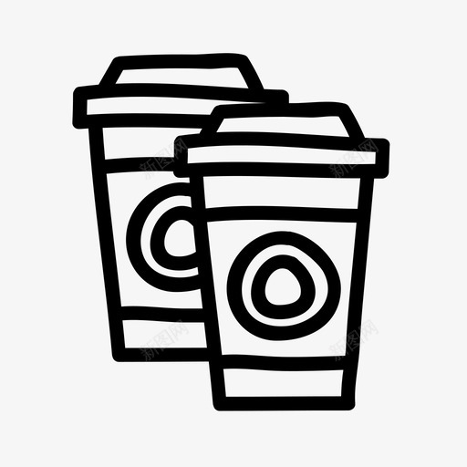 外卖咖啡杯子图标svg_新图网 https://ixintu.com 两个 咖啡 外卖 手绘 杯子
