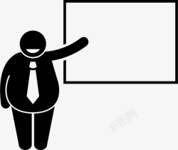 白板演讲的建筑师胖子商业演讲提案展示图标高清图片