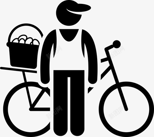 送鸡蛋自行车食品图标svg_新图网 https://ixintu.com 卖家 小贩食品路边小贩 自行车 街道 送鸡蛋 食品 骑手