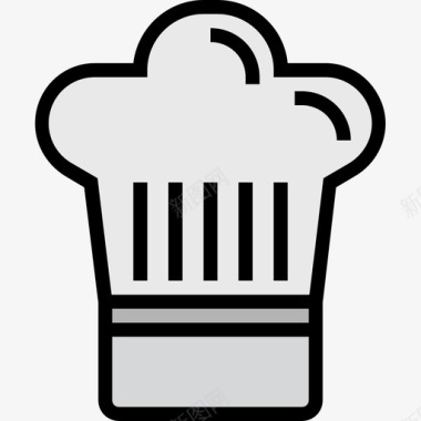 厨师帽厨房和炊具4线性颜色图标图标