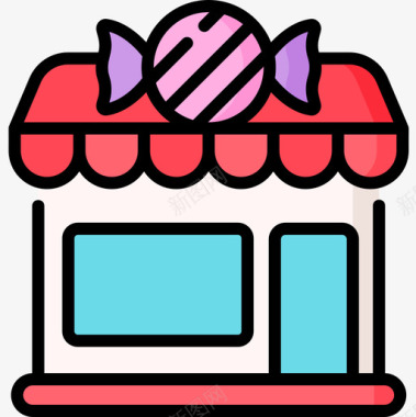 糖果店甜点和糖果8线性颜色图标图标