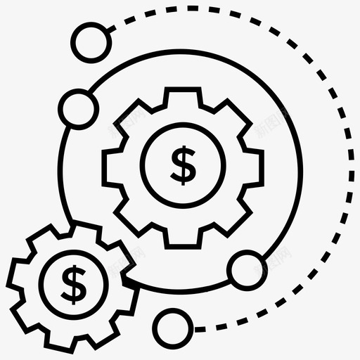 财务管理企业管理现金流设置图标svg_新图网 https://ixintu.com 企业管理 现金流设置 财务管理 资金流管理 项目管理和团队合作线向量图标集 齿轮与美元