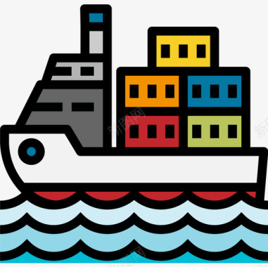 货船运输122线型颜色图标图标