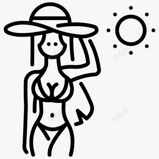 女比基尼海滩女图标svg_新图网 https://ixintu.com 夏天 女 女比基尼 帽子 暑假 海滩