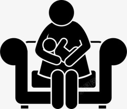 乳母在椅子上哺乳婴儿坐着图标高清图片