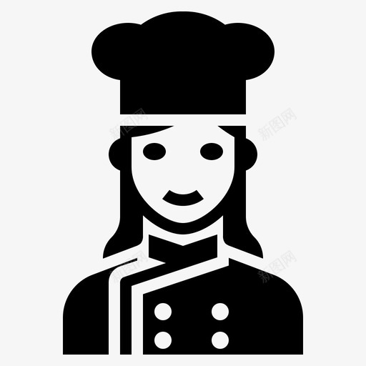 厨师职业女性填充物图标svg_新图网 https://ixintu.com 厨师 填充物 职业女性