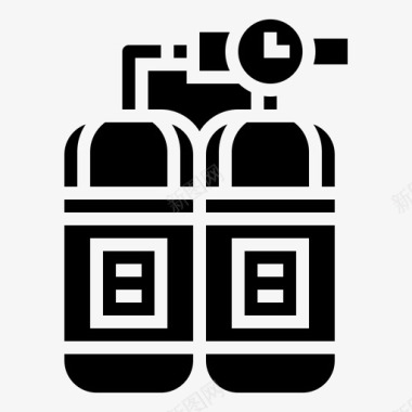 氧气罐潜水18字形图标图标